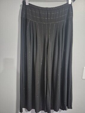 Alembika Black Sparkle Pleated Cropped Pants